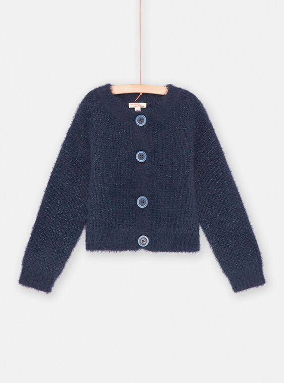 Girl's navy blue sequin cardigan SAJOCAR1 / 23W901M6CAR070